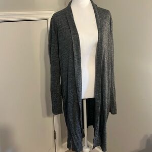 Eileen Fisher Organic Linen Duster Cardigan Grey Open Front Pocket Large F16IZM
